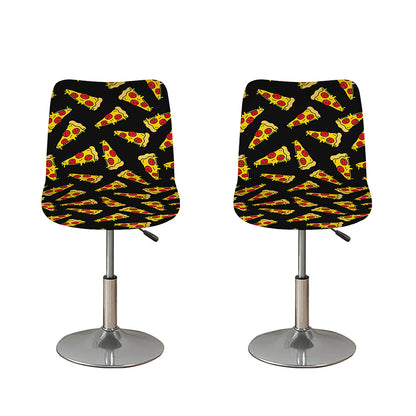 Black Pizza Pattern Print Bar Stool Covers