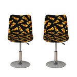 Black Pizza Pattern Print Bar Stool Covers