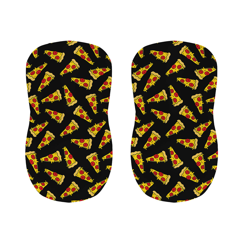 Black Pizza Pattern Print Bar Stool Covers