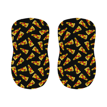 Black Pizza Pattern Print Bar Stool Covers