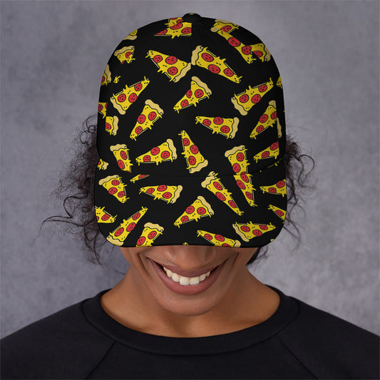 Black Pizza Pattern Print Baseball Cap