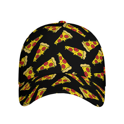 Black Pizza Pattern Print Baseball Cap