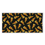 Black Pizza Pattern Print Beach Towel