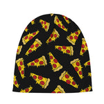 Black Pizza Pattern Print Beanie