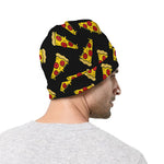 Black Pizza Pattern Print Beanie