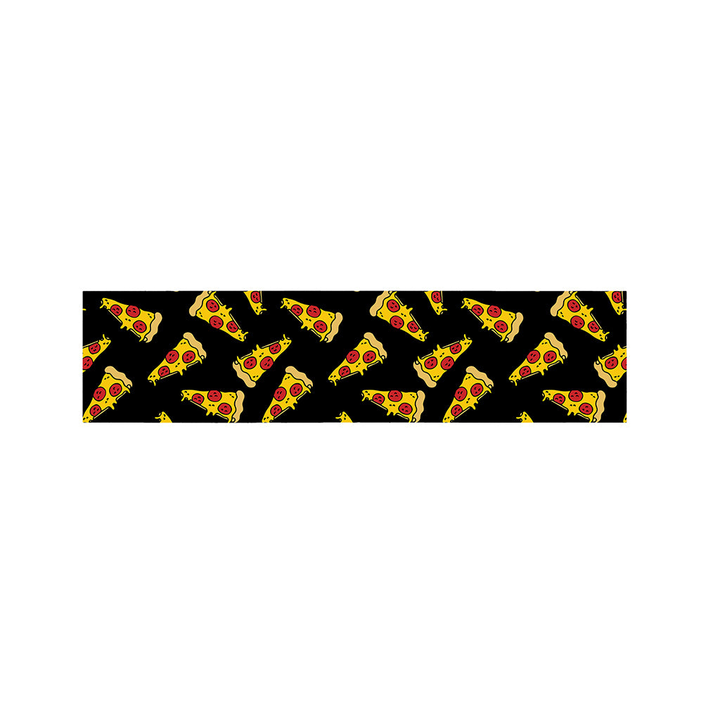 Black Pizza Pattern Print Bed Runner