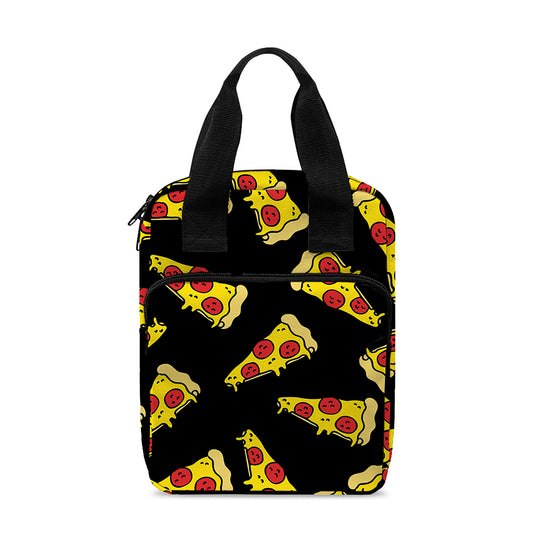 Black Pizza Pattern Print Bible Tote Bag