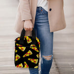 Black Pizza Pattern Print Bible Tote Bag