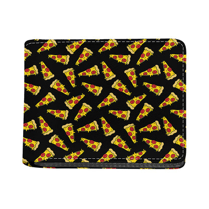 Black Pizza Pattern Print Bifold Wallet