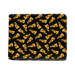 Black Pizza Pattern Print Bifold Wallet