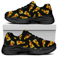 Black Pizza Pattern Print Black Chunky Shoes