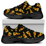 Black Pizza Pattern Print Black Chunky Shoes