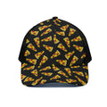 Black Pizza Pattern Print Black Mesh Trucker Hat