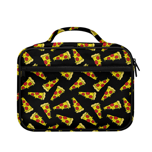 Black Pizza Pattern Print Briefcase Bible Bag