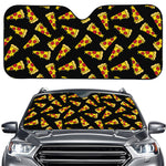 Black Pizza Pattern Print Car Windshield Sun Shade