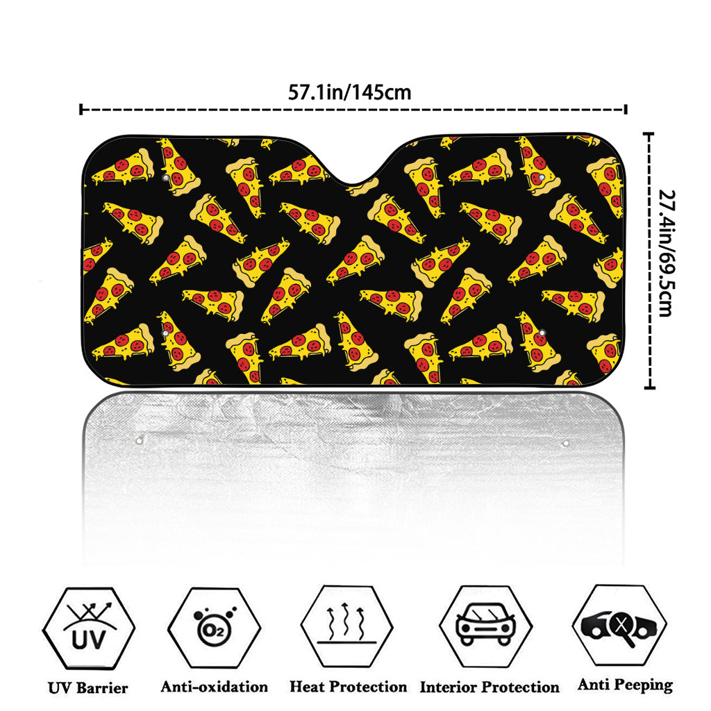 Black Pizza Pattern Print Car Windshield Sun Shade
