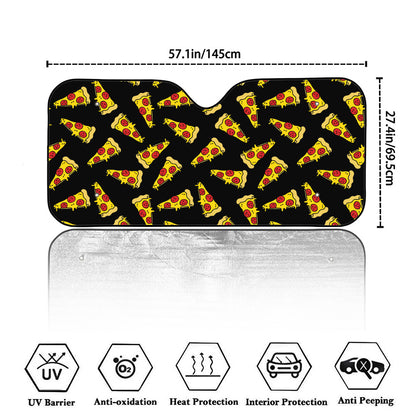 Black Pizza Pattern Print Car Windshield Sun Shade