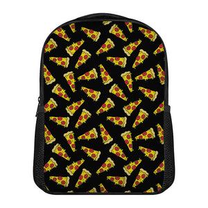 Black Pizza Pattern Print Casual Backpack