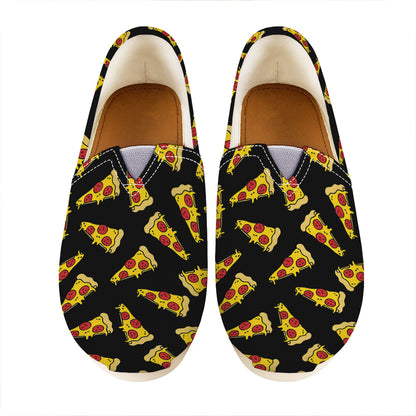 Black Pizza Pattern Print Casual Shoes