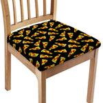 Black Pizza Pattern Print Chair Cushion Cover