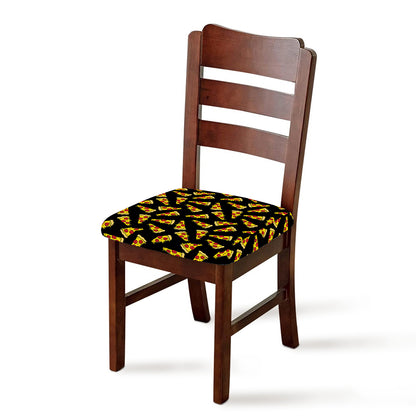 Black Pizza Pattern Print Chair Cushion Cover