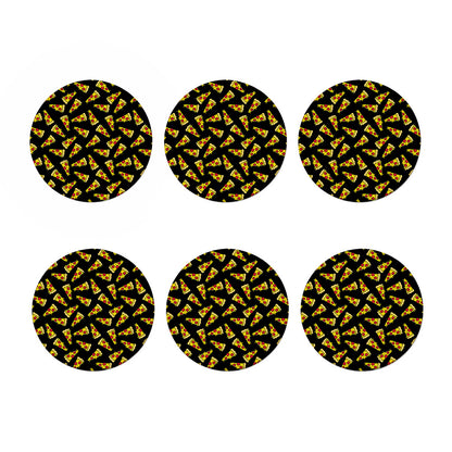 Black Pizza Pattern Print Coaster Set