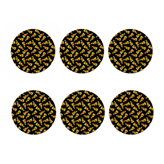 Black Pizza Pattern Print Coaster Set