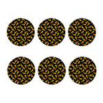 Black Pizza Pattern Print Coaster Set