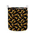 Black Pizza Pattern Print Collapsible Laundry Basket
