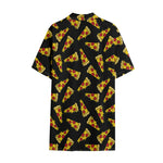Black Pizza Pattern Print Cotton Hawaiian Shirt