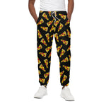 Black Pizza Pattern Print Cotton Pants