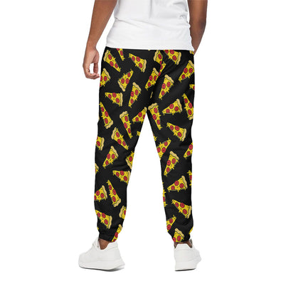 Black Pizza Pattern Print Cotton Pants