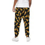 Black Pizza Pattern Print Cotton Pants