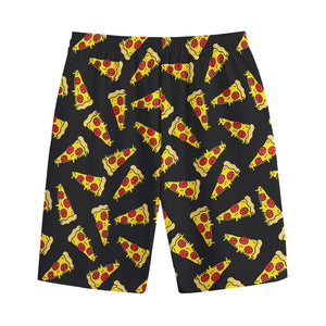 Black Pizza Pattern Print Cotton Shorts