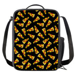Black Pizza Pattern Print Crossbody Lunch Bag