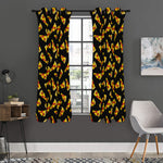 Black Pizza Pattern Print Curtain