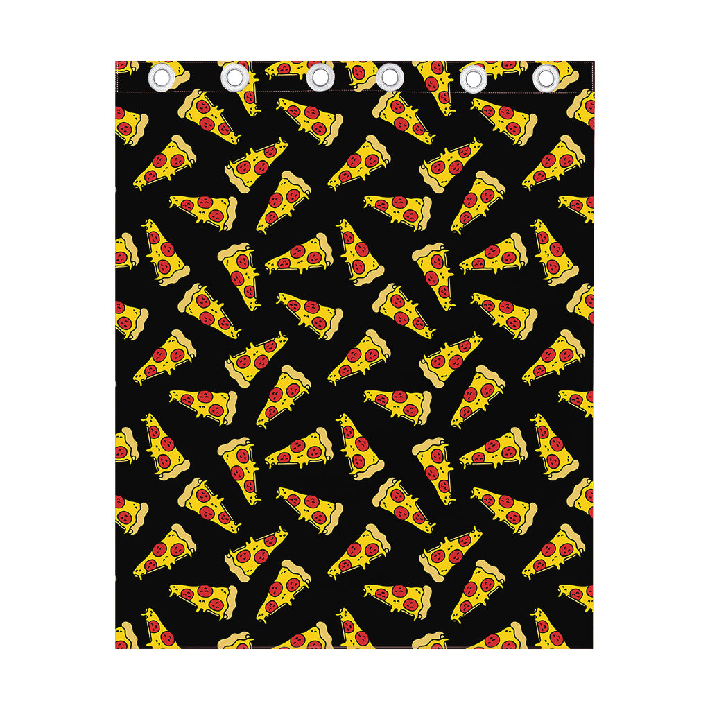 Black Pizza Pattern Print Curtain
