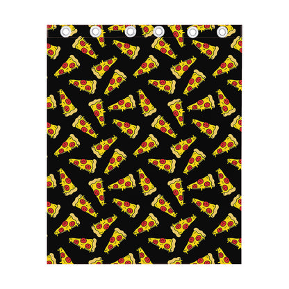 Black Pizza Pattern Print Curtain