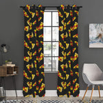 Black Pizza Pattern Print Curtain