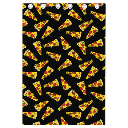 Black Pizza Pattern Print Curtain