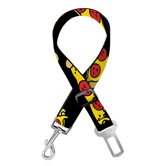 Black Pizza Pattern Print Dog Seat Belt