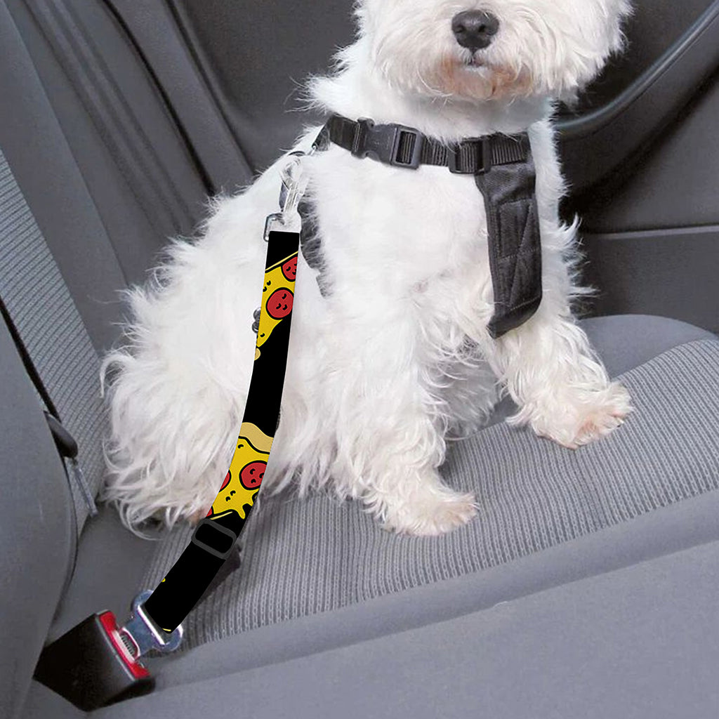 Black Pizza Pattern Print Dog Seat Belt