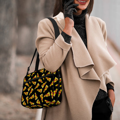 Black Pizza Pattern Print Double Strap Bible Bag