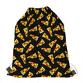 Black Pizza Pattern Print Drawstring Bag