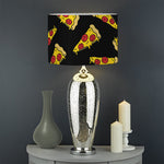 Black Pizza Pattern Print Drum Lamp Shade