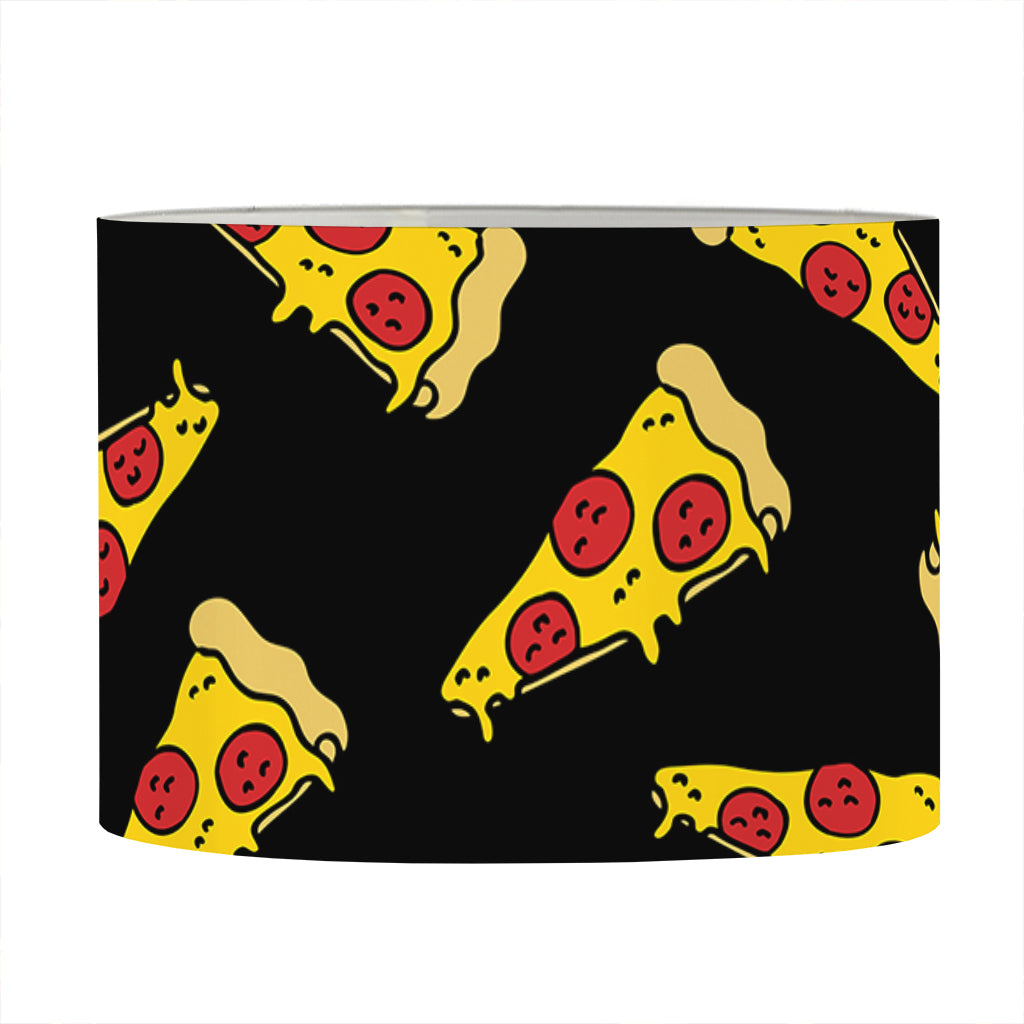 Black Pizza Pattern Print Drum Lamp Shade