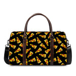 Black Pizza Pattern Print Duffle Bag