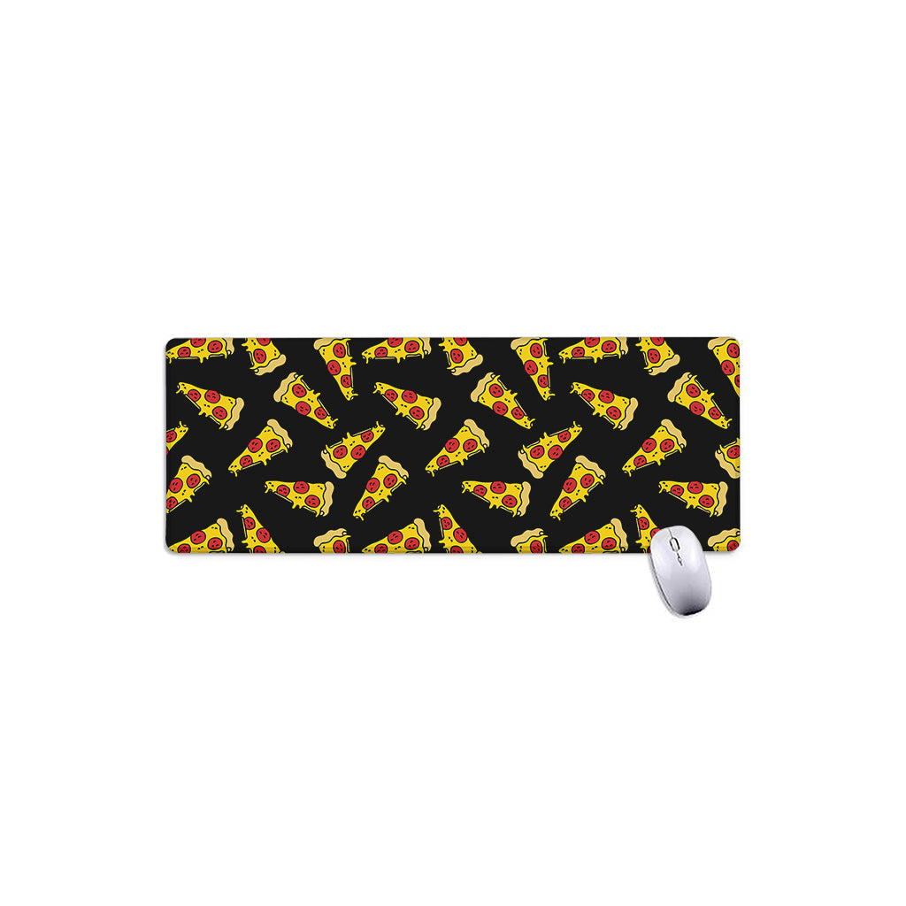 Black Pizza Pattern Print Extended Mouse Pad