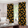 Black Pizza Pattern Print Extra Wide Grommet Curtains