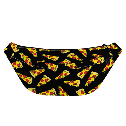 Black Pizza Pattern Print Fanny Pack